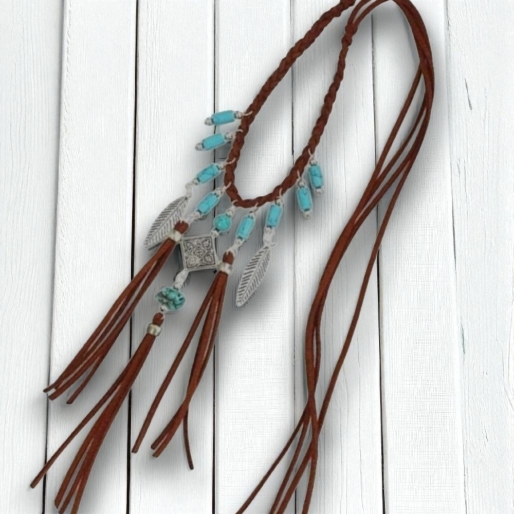 Boho Beaded Tie Necklace NWT